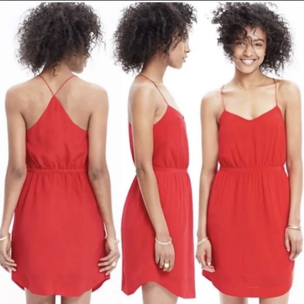 Madewell Red Starview Silk Dress